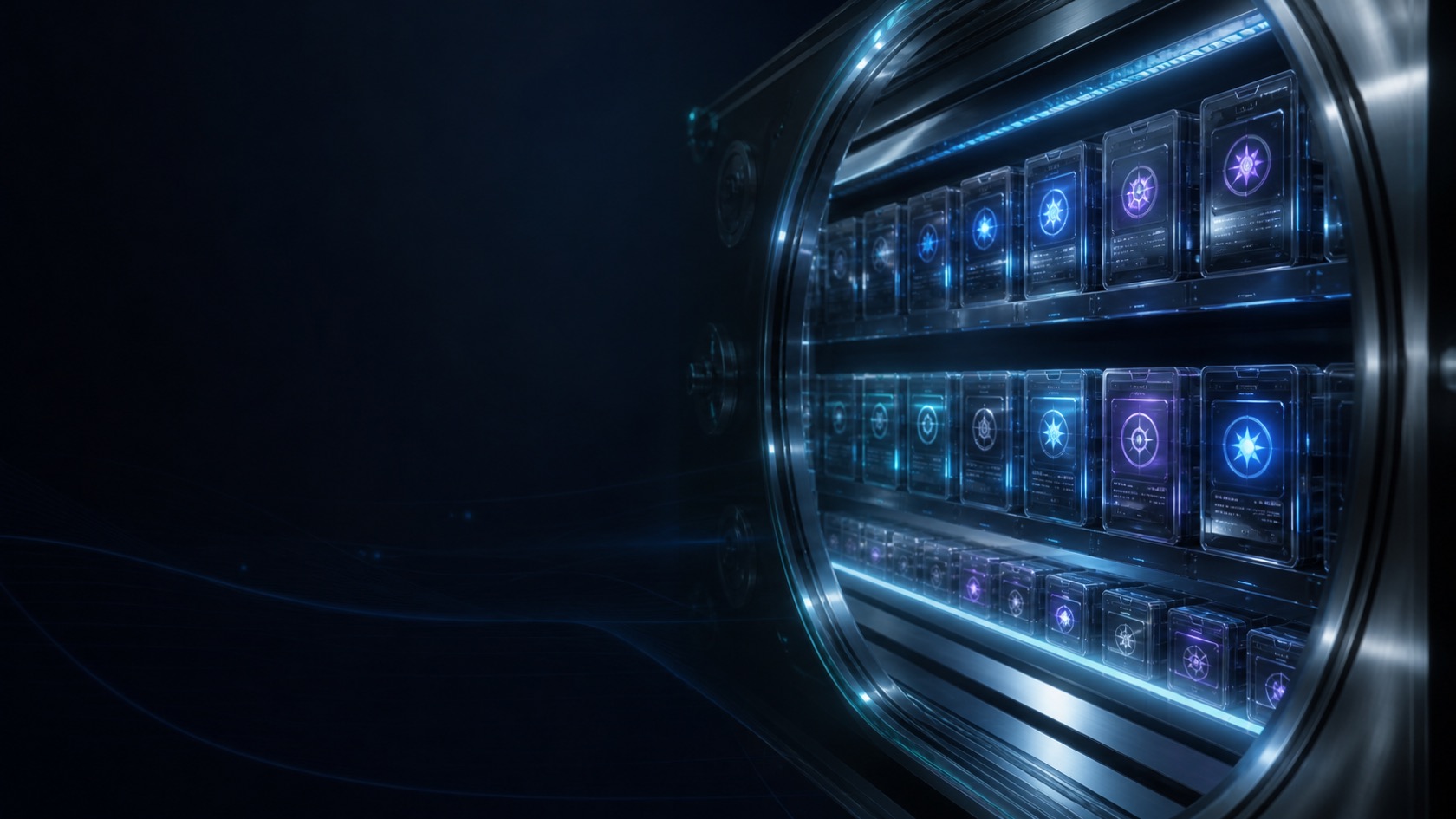 Bright futuristic ByteU records vault